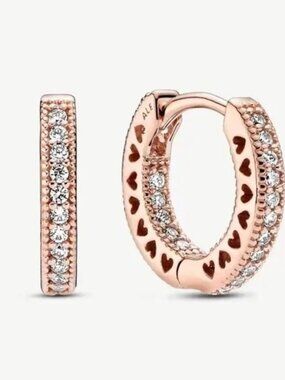 Rose Gold Heart Hoop Earrings